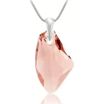 Náhrdelník Swarovski Elements Galactic Polygon krystal 19mm - Stříbrný náhrdelník (přívěsek + řetízek) růžový mnohoúhelník 34254.2 Light Rose (růžová světlá)