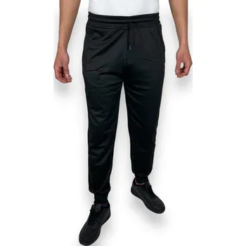 Mid Point Pánské černé nadměrné tepláky s manžetou 01 Barva: Černá, Velikost: 3XL