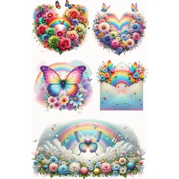 Jedlá dekorace na dort Jedlý tisk - Duhy, motýli a srdce A4 Jedlý papír