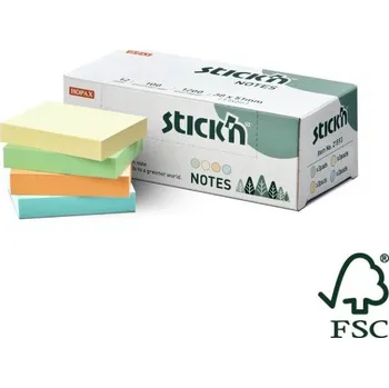 Samolepící bloček Samolepicí bločky Stick´n by Hopax FSC - 38 x 51 mm / 12 x 100 l / mix pastel