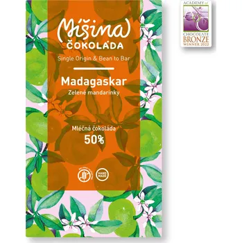 Čokoláda Míšina čokoláda Mléčná čokoláda 50% Madagaskar se zelenými mandarinkami