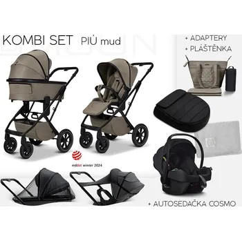 Kočárek MOON Piú kombi set 2025 Black Matt/Mud