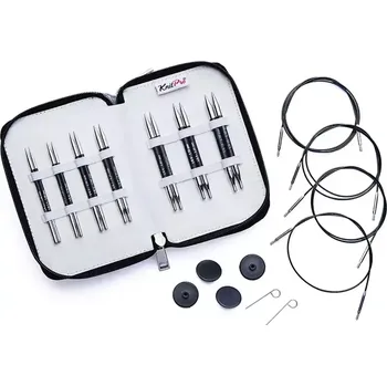 Jehlice KnitPro Karbonz Midi set vyměnitelných jehlic 10cm (KnitPro Karbonz Midi Interchangeable Needle Set - 10cm)