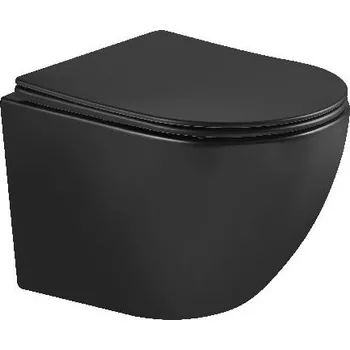Klozet kielle Závěsné WC se sedátkem Softclose, Vortex Rimless+, matná černá - 30102014-SET1