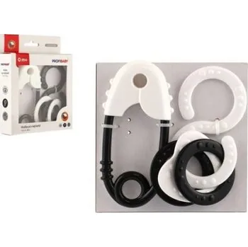 Hračka pro kojence Chrastítko 2 ks kontrastní černobílé plast 13cm 2 barvy v krabičce 12,5x16cm 0m+