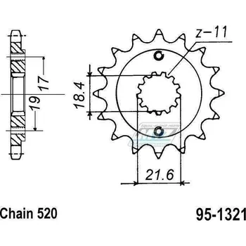 Kolečko řetězové (pastorek) 1321-15zubů MTZ - Honda CRF250L+CRF250 Rally+CRF300L+CRF300 Rally+CRF250M+CRF250F + CBF250+CBX250 + NX250 Dominator+XR250 + CBF250+CBX250+CB300F+CB300R +CBR250R+CBR300R + C 95-1321-15