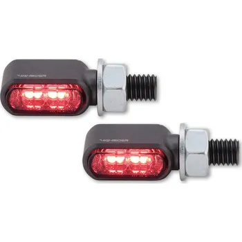 Moto sedlo HIGHSIDER CNC LED 3v1 zadní, brzdové světlo, blinkr Little Bronx, titanové, tónované, s homologací E, (pár) 254-2863