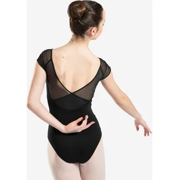 Body DOMYOS Dívčí a dámský baletní trikot s krátkým rukávem L ČERNÁ