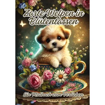 Příroda Zarte Welpen in Blütentassen - ArtJoy, Ela