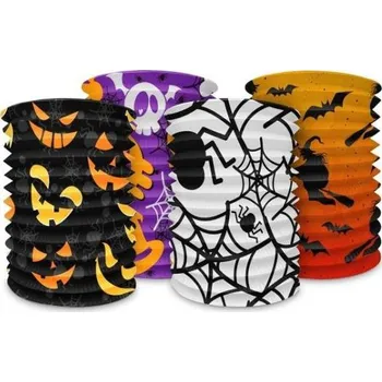 Party dekorace Lampion válec Halloween papír 15x15cm v sáčku (bez hůlky) 4 druhy karneval