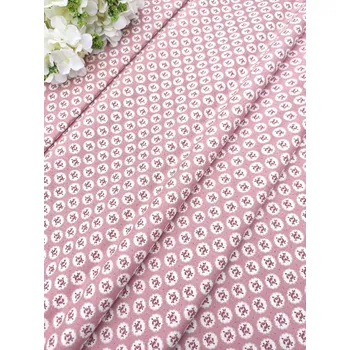 Látka 100% bavlna - růžičky v kolečku na starorůžové