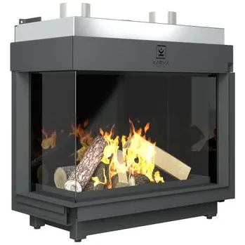 Krbová vložka Krb plynový prosklený Karma Noblesse 70 LF (prosklení na levé straně do tvaru ˝L˝), o výkonu 4,3 - 13,2 kw, černý vnitřní panel