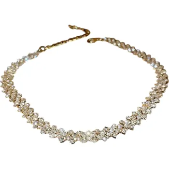 Náhrdelník Dámský choker s krystaly, nastavitelný, elegantní doplněk pro večerní akce zlatá