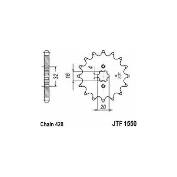 Řetězová sada pro motocykl Řetězové kolečko JT JTF 1550-13 14 zubů, 428 JTF1550.13