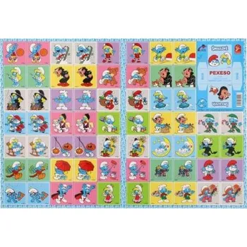 Pexeso Pexeso Šmoulové papírové společenská hra 32 obrázkových dvojic 21,5x30cm