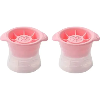 Nádoba na led Kulatý výrobník na kouli ledu ekologický silikon 2ks Ideální pro přípravu velkých ledových koulí do nápojů, snadné použití a čištění růžová
