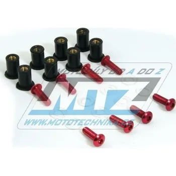 Šrouby a matice pro montáž plexi štítu M5x15mm (sada 8ks) - červené 00-24004