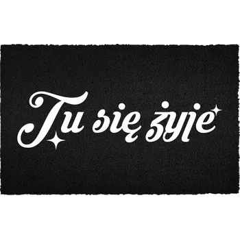 Rohožka KOKOSOVÁ ROHOŽKA ČERNÁ 60X40 CM - VSTUPNÍ ČISTICÍ ZÓNA - TADY SE ŽIJE