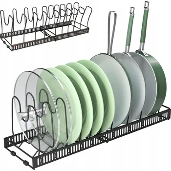 Úložný box VÝSUVNÝ ORGANIZÉR STOJAN DRŽÁK NA PÁNVE POKLICE HRNCE DO SKŘÍŇKY