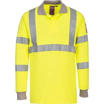 Pánská móda PORTWEST Polokošile Flame Resistant Anti-Static Hi-Vis FR77, dlouhý rukáv, reflexní POR-FR77YERXL XL Žlutá
