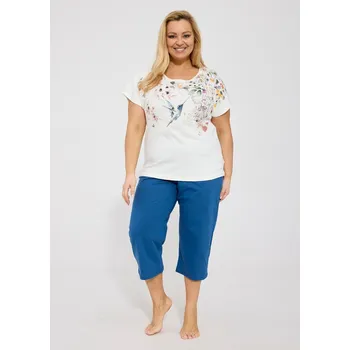 Pánské pyžamo Pyžamo Cornette 369/345 Floris kr/r 3XL-5XL ecru 4XL