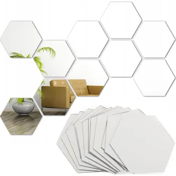 Zrcadlo ZRCADLA HEXAGON sada 12 ks DEKORATIVNÍ ZRCADLA na stěnu do obýváku 9 Cm moderní