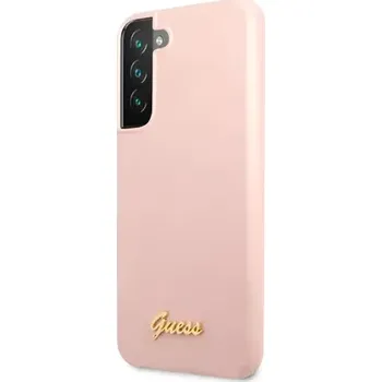 Pouzdro na mobilní telefon GUESS Silicone Metal Logo Zadní Kryt pro Samsung Galaxy S22+ růžová (3666339042455)