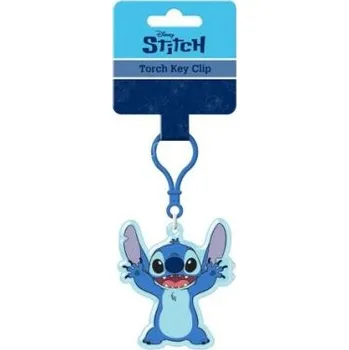 Přívěsek na klíče/Klíčenka Lilo a Stitch plast 11cm na baterie se světlem na kartě