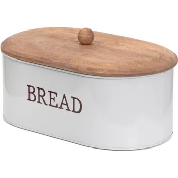 chlebník Chlebník CONTI šedý s dřevěnou pokrývkou 872339