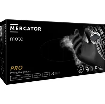 Vyšetřovací rukavice Mercator Medical MER03386 Nitrilové rukavice MERCATOR MOTO BLACK XL 100ks