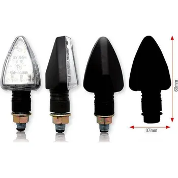 Moto sedlo BIHR Tri LED indikátory krátké černé univerzální 007-1