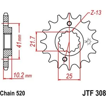 Řetězová sada pro motocykl Řetězové kolečko JT JTF 308-13 13 zubů, 520 JTF308.13