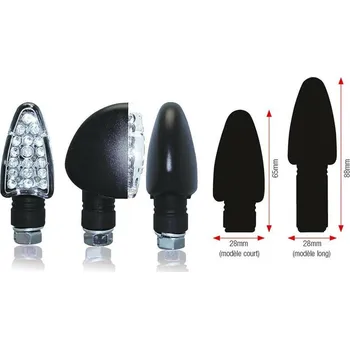 Moto sedlo BIHR Trojúhelníkové LED indikátory krátké černé univerzální 01-070SBK