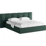 Micadoni Zelená bouclé dvoulůžková postel Eric 160 x 200 cm s úložným prostorem