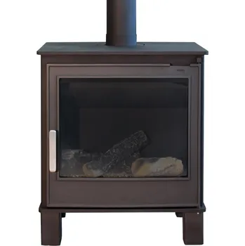 Krbová kamna Volně stojící plynová krbová kamna Karma Grace ZP, s výkonem 7,3 kW, odtah spalin vyveden do komína, mechanické ovládání, černý plech