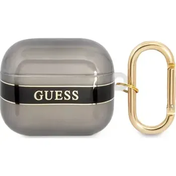 Pouzdro na mobilní telefon GUESS TPU Printed Stripe Pouzdro pro Apple Airpods 3 černá (3666339047061)