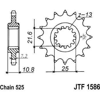 Řetězová sada pro motocykl Řetězové kolečko JT JTF 1586-17RB 17 zubů, 525 pogumované YAMAHA TDM 850 1996-1998