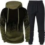 Pánská souprava tepláky, mikina s kapucí, jednoduchý potisk, polyester zelená XXS