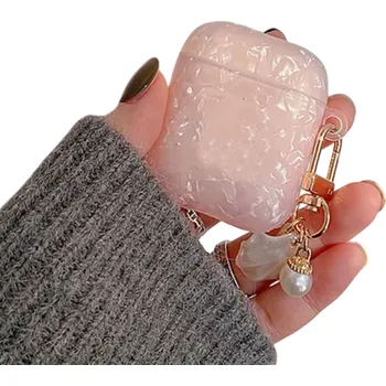 Příslušenství pro sluchátka Jemné perleťové ochranné pouzdro s klíčenkou pro AirPods Pro 2 luxusní silikonové pouzdro na sluchátka s ochranou proti poškrábání a prachu růžová