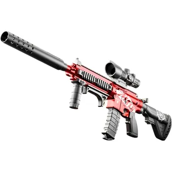 Dětská zbraň Dětská zbraň M416 cca 77 cm Dostřel až 10 m Plastová replika s měkkými náboji zásobníkem a zaměřovačem Hračka pro akční hry červená