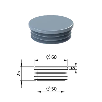 Příslušenství pro plot Vnitřní krytka kulatá ø 60 mm, plastová, šedá