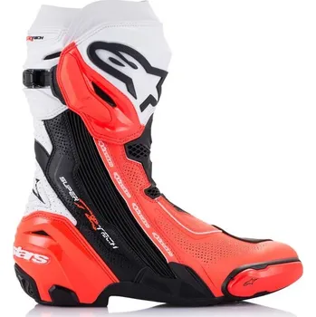 Moto obuv boty SUPERTECH R VENTED, ALPINESTARS (černá/bílá/červená fluo, perforovaná obšívka) 2025 (Velikost: 39) 2H197301