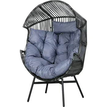 Křeslo Ratanové proutěné křeslo se silným sedákem | šedé