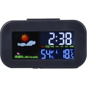 Meteostanice Meteorologická stanice 90 x 30 x 51 mm Hodiny s barevným displejem Napájení na 2 baterie AAA