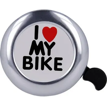 Zvonek na kolo FOREVER OUTDOOR Zvonky na kolo I love my bike ŠEDÁ