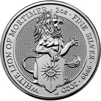 Royal Mint Stříbrná investiční mince White Lion 2 Oz | Queens Beasts | 2020 | 62,2 g
