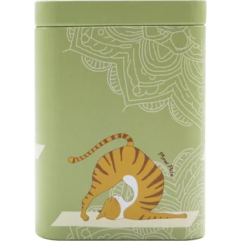 Dóza na potraviny Plechová dóza Yoga Cats, 100 g – elegantní úschova čaje a bylinek, motiv koček v jóga pozicích, matný povrch