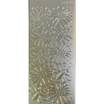 samolepka Obrysové samolepky 5ks, 10x23 cm - květy a včely, stříbrné