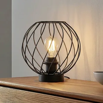 Lampička Stolní lampa Lindby Danika, černá, kov, Ø 25 cm - Základna - Ø 10 cm, výška 2,5 cm; délka kabelu 180 cm 1 x 15 W LED