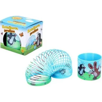 Hračka pro nejmenší Spirála/pružina Krtek plast průměr 7,5cm v krabičce 8x8x7cm